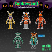 Wszystkie figurki z serii (Glitchtrap, Grimm Foxy, Jack-O-Bonnie, Dreadbear i Pirate Foxy)