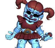 Baby, moving her faceplates to show a keypad and the opening to the keycard, animated.