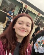 Kat outside the diner.