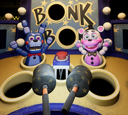 Helpy and Bon-Bon as they appear in the Bonk a' Bon levels.