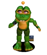 Happy Frog on stage, animated.