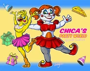 Artwork for the unused Chica's Party World arcade cabinet.