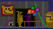 A cameo of Springtrap, formerly known as Spring Bonnie, during one of the minigames.