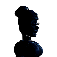 Ballora standing behind the Springlock suit on Night 4.