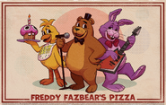 A poster of Freddy, Bonnie and Chica.