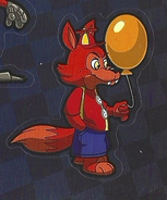 Artwork of Balloon Foxy seen in the Five Nights at Freddy's Stickerpedia book.