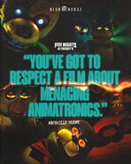 Blumhouse's 15th anniversary graphic of Nashville Scene's review for Five Nights at Freddy's.