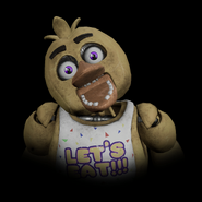 A cutout of Chica's jumpscare from the Fazerblast: FNaF 1 level.