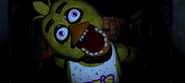 A frame of Chica inside the Office when jumpscaring the player.