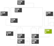 FNaF - Mapa (CAM 6).png (16 kB) CAM 6 (Kitchen) seleccionada en el mapa.