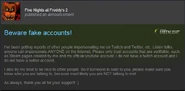 Scott on his Steam account warning against impersonators.