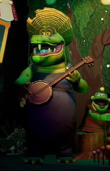Green alligator mascot temp