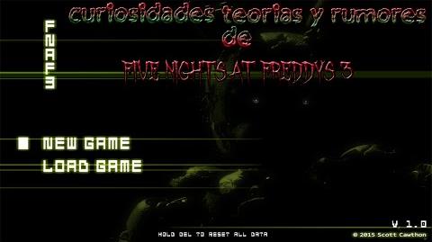 Curiosidades, teorias y rumores de FIVE NIGHTS AT FREDDY´S 3