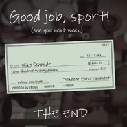 Mike's first paycheck, received after completing Night 5.