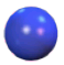 A blue ball that falls out of the pit.