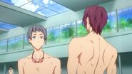 Rin and Aiichiro at the indoor swimming venue.