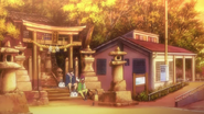 Makoto and Rin at a temple