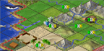 in this image, the 3/3/0 tile is the city center