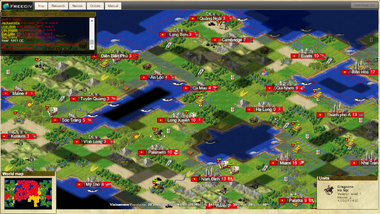 Freeciv-web screenshot of development version on 2015-09-26, showing the Vietnam nation in the year 1911.