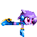 A simple sprite of Lilac in a laying down position, still wearing her gloves and boots with eyes open and without a cover.