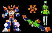 Ninja Blaze Megazord and Ninja Steel Green's Falcon Zord