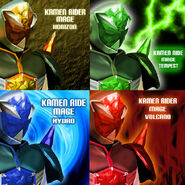 Kamen Rider Mage (Orange, Green, Blue and Red)