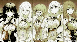 Valkyries, 
Left to Right: 
 (Tenjouin),  (Aoi),  (Franca),  (Barnett) and  (Caldani)
