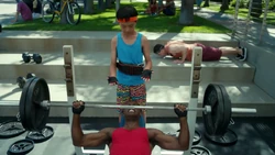 Evan works out while asking political questions