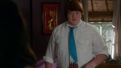 Trent in the Huangs' master bedroom