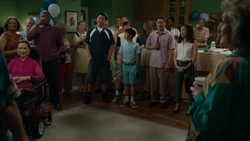 The Huangs attend 's retirement party