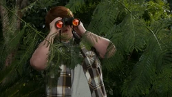 Trent spies on the Huangs' mailbox