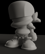 A gray featureless 3D model of Boyfriend called "week54prototype" left over in the game's source code. After the Friday Night Funkin' Kickstarter campaign, this can be assumed to be the handmade figurine exclusive to backers, costing $300 USD, or an early concept thereof. It can also be assumed that this was an in-joke between the developers, joking about the far-off Week 54 or the idea of it existing.