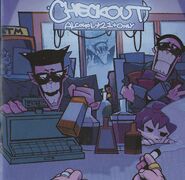 Artwork from the Friday Night Funkin' volume 1 CD art booklet of a Henchman buying alcohol for Girlfriend.