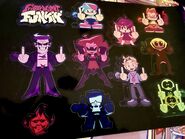 Boyfriend alongside the FNF cast up to Week 7, on a sticker set for Kickstarter backers.