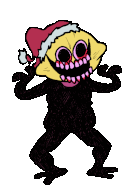Monster's updated appearance in Winter Horrorland, where he is depicted wearing a Santa hat.