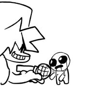 A sketch depicting Boyfriend recruiting Isaac.