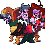 Evan and Cass doing the Spooky Dance (GIF based on Skid and Pump Friday  Night Funkin Week 2) It is Spooky Month on Valentine's Day!!! :D :  r/fivenightsatfreddys
