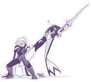 XChara holding XMettaton holding a light saber