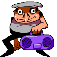 A duplicate of Fake Peppino holding speakers, as seen in Frauduccine