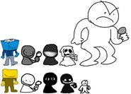 Outdated D-Side Ron, Bob, and Little Man (Huge Man) Designs.