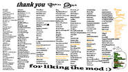 An image thanking people who liked/thanked the mod (shown before menu).