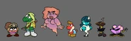 D-Side designs for Goombella, Koops, Madame Flurrie, Mini-Yoshi (Baby Yoshi), Vivian, Admiral Bobbery, & Ms. Mowz.