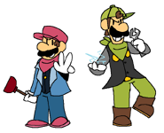 Outdated D-Side Mario and Luigi designs. Link