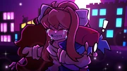 Monika hugging Boyfriend and Girlfriend while bursting into tears of joy.