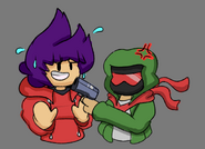 Sly and hoodie guy