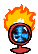 Fan on fire.