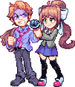 Team Destination on X: These two (plus Natsuki and Monika) come with  alternate outfits based on their winter attire from Blue Skies!   / X