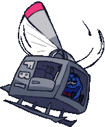 A helicopter piloted by Talking Bacteria John, as seen in Spaceblasterz