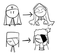 Sarvente and Ruv's evolution from DokkiDoodlez's stick figure style.