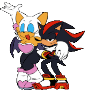 Rouge and Shadow, in the BG of Green Hill.